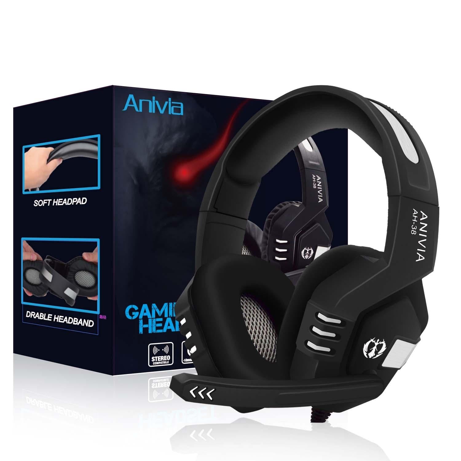 Retractable Mic Gaming Headset 3.5Mm Plug 2M Cable Black Silver 8