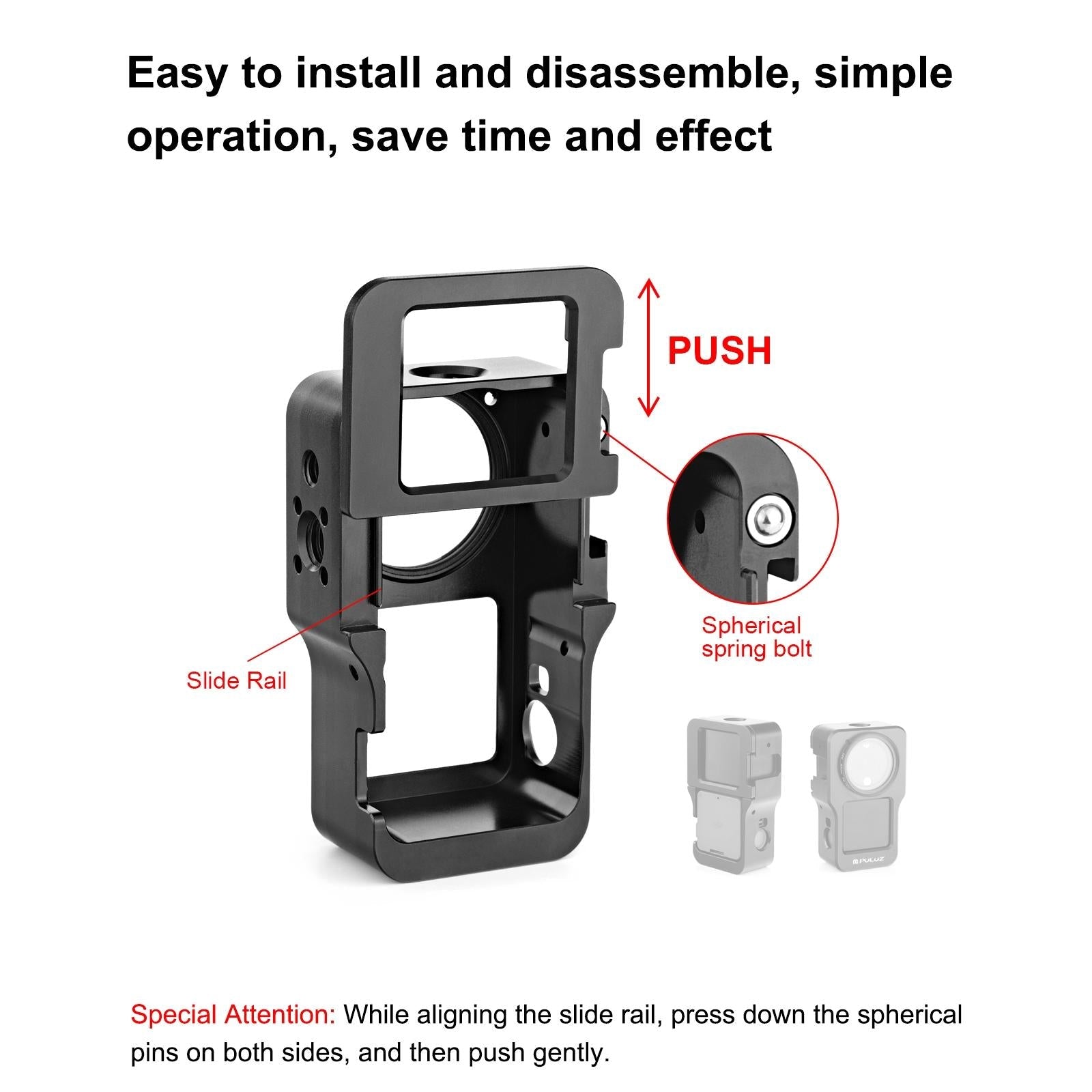 Aluminum Cage for Dji Action 2 - Cnc Alloy - Titanium Color 5