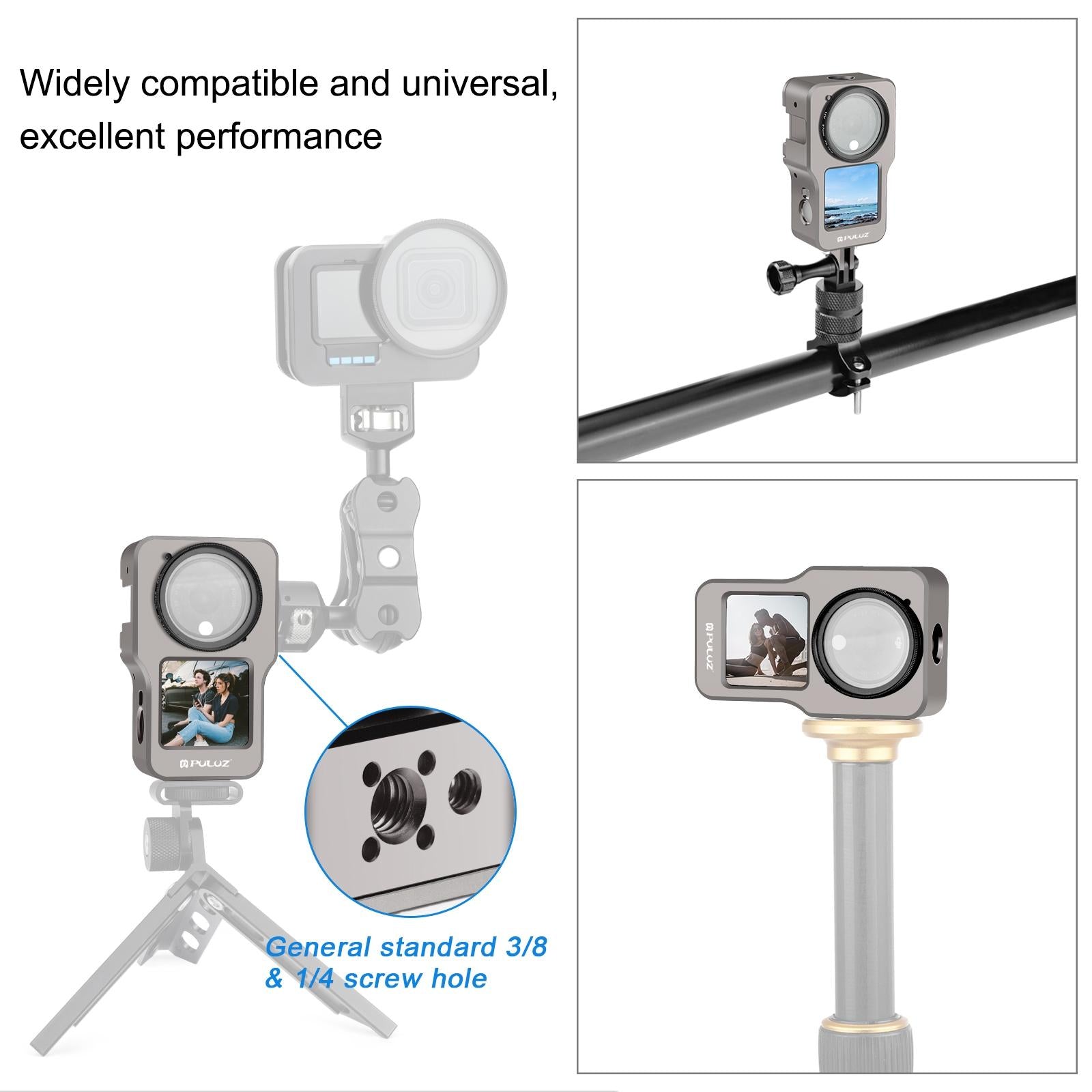 Aluminum Cage for Dji Action 2 - Cnc Alloy - Titanium Color 13