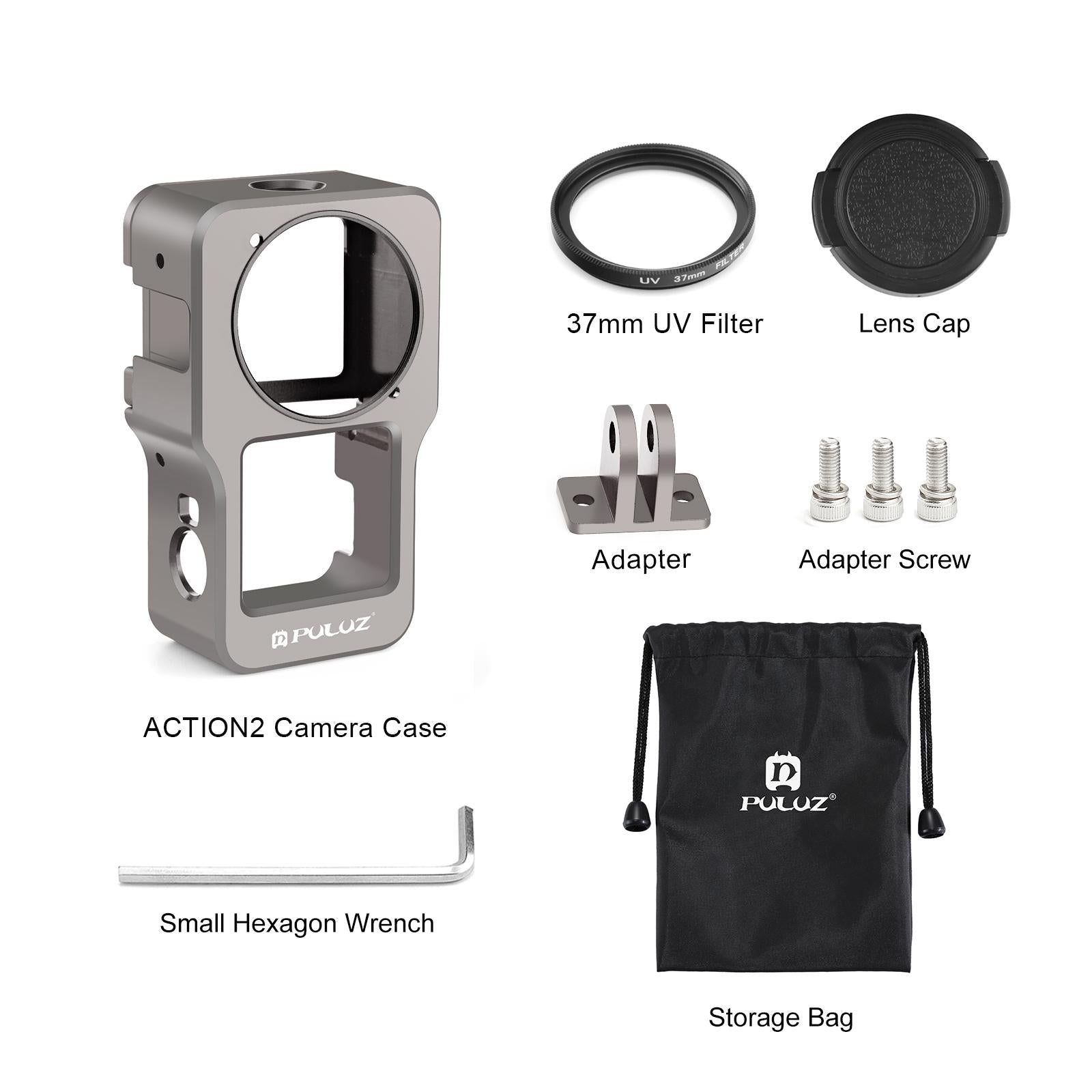 Aluminum Cage for Dji Action 2 - Cnc Alloy - Titanium Color 15
