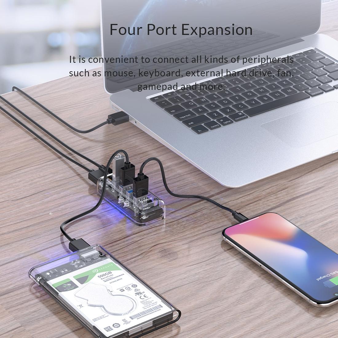 4-Port Usb 3.0 Desktop Hub With Blue Led 5