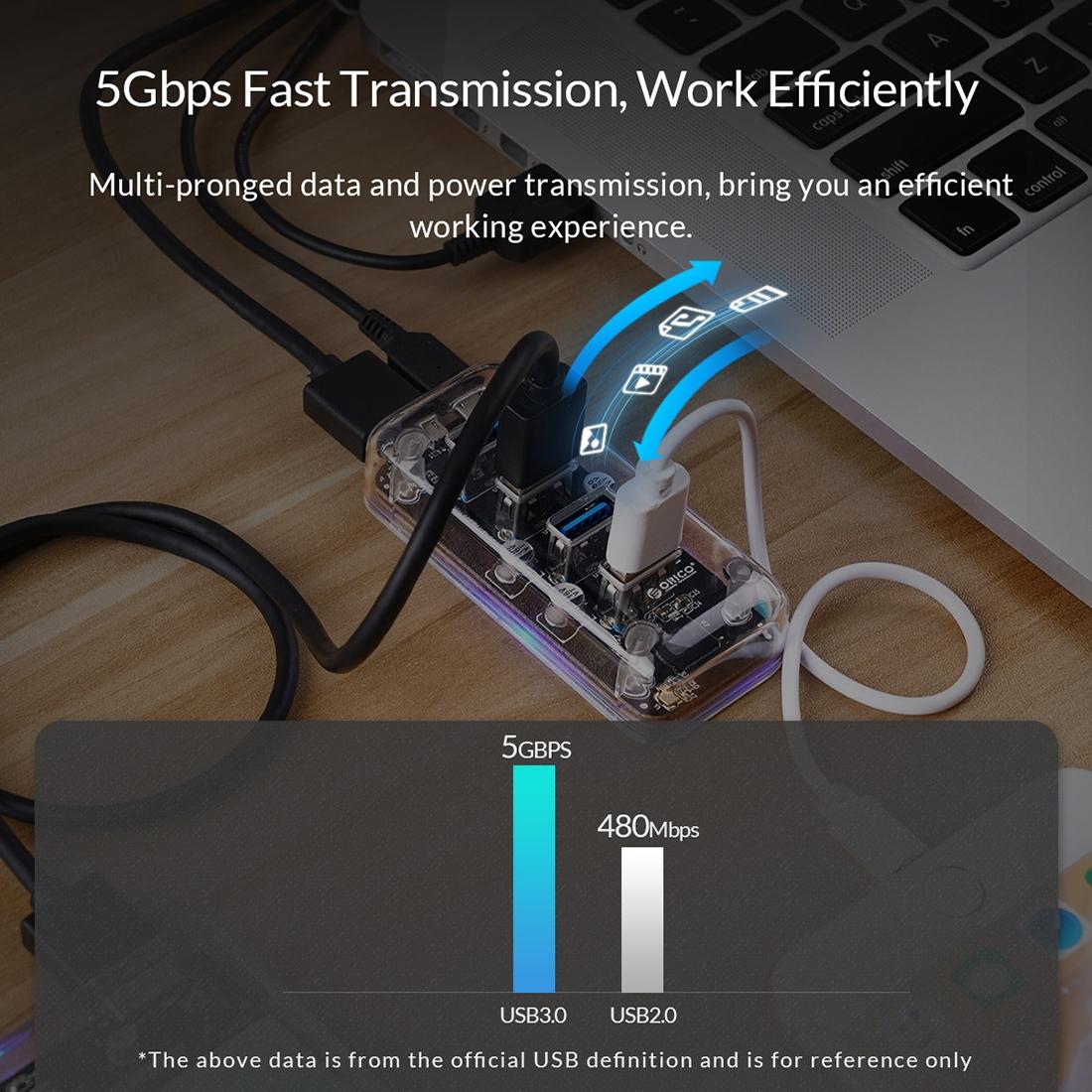 4-Port Usb 3.0 Desktop Hub With Blue Led 6