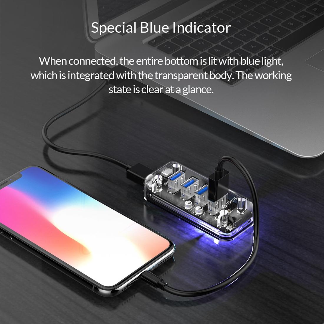 4-Port Usb 3.0 Desktop Hub With Blue Led 9