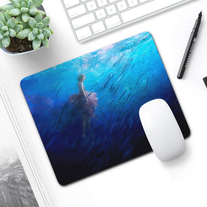6 Piece Non Slip Mouse Pad Set 21 X 26Cm Thick Rubber Anti Skid Durable - Deep Sea Girl