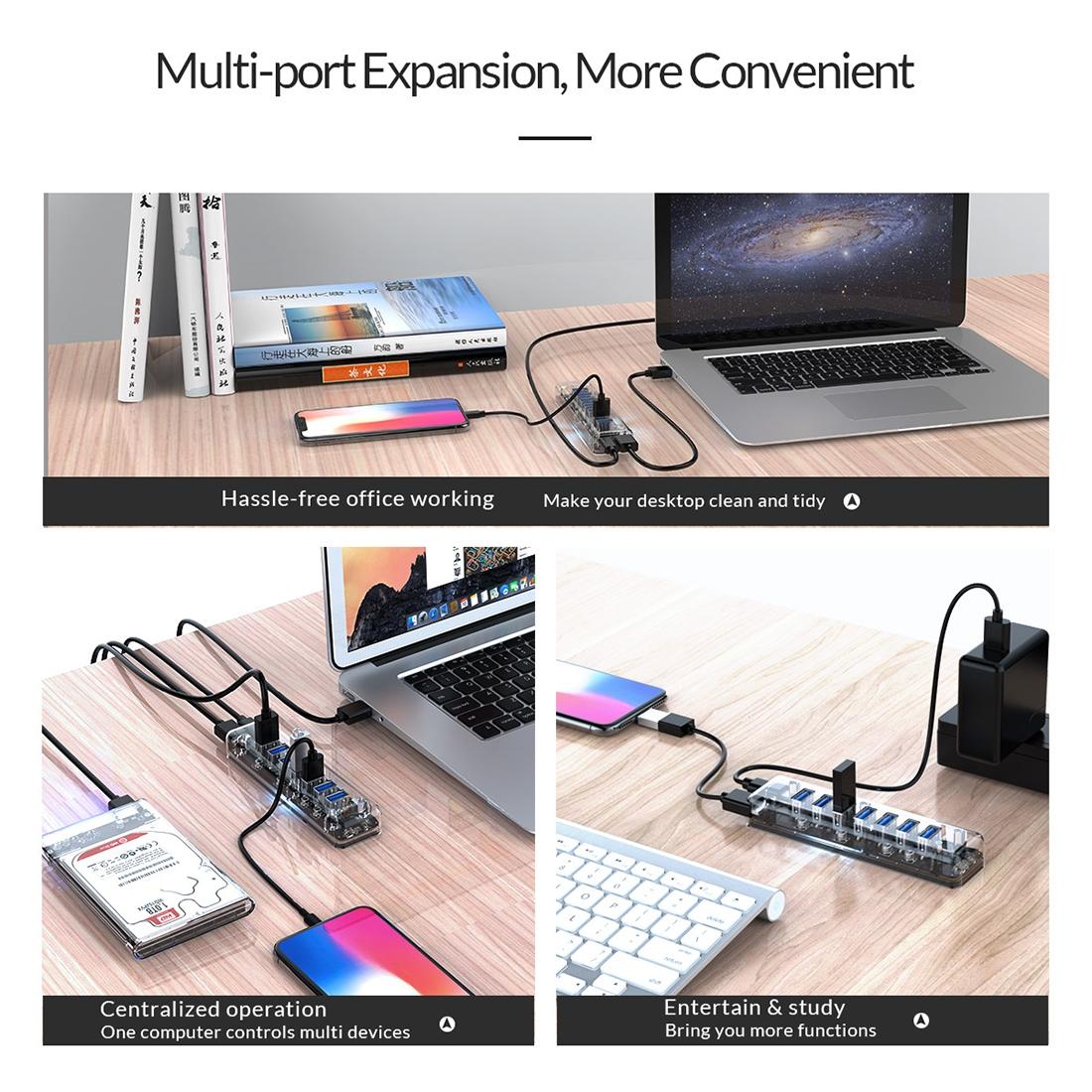 7-Port Usb 3.0 Desktop Hub With Blue Led 4