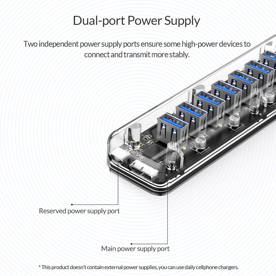 7-Port Usb 3.0 Desktop Hub With Blue Led 8