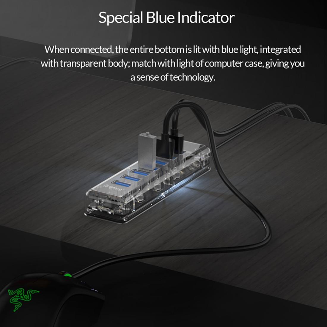 7-Port Usb 3.0 Desktop Hub With Blue Led 9