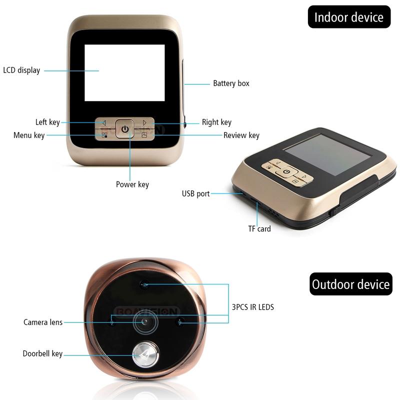 3.0 Tft Display Digital Door Viewer With 3.0Mp Camera Tf Card Support & Night Vision - 32Gb Max - Bronze 9