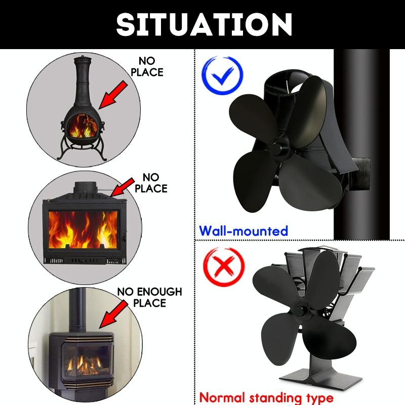4-blade Heat Powered Fireplace Stove Fan - Aluminum - Bronze 8