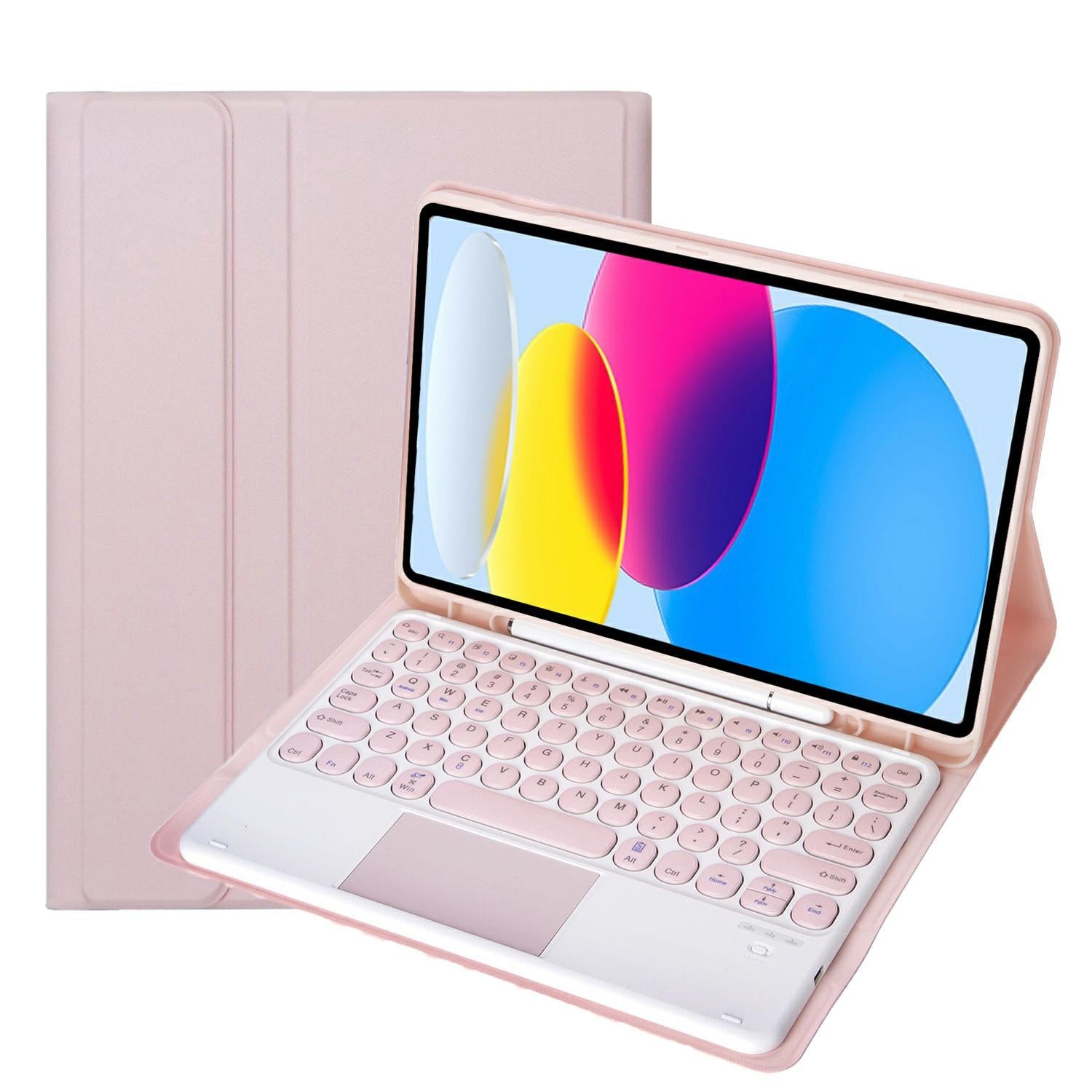 2022 Ipad 10.9 Lambskin Bluetooth Keyboard Case With Pen Slot - Baby Blue
