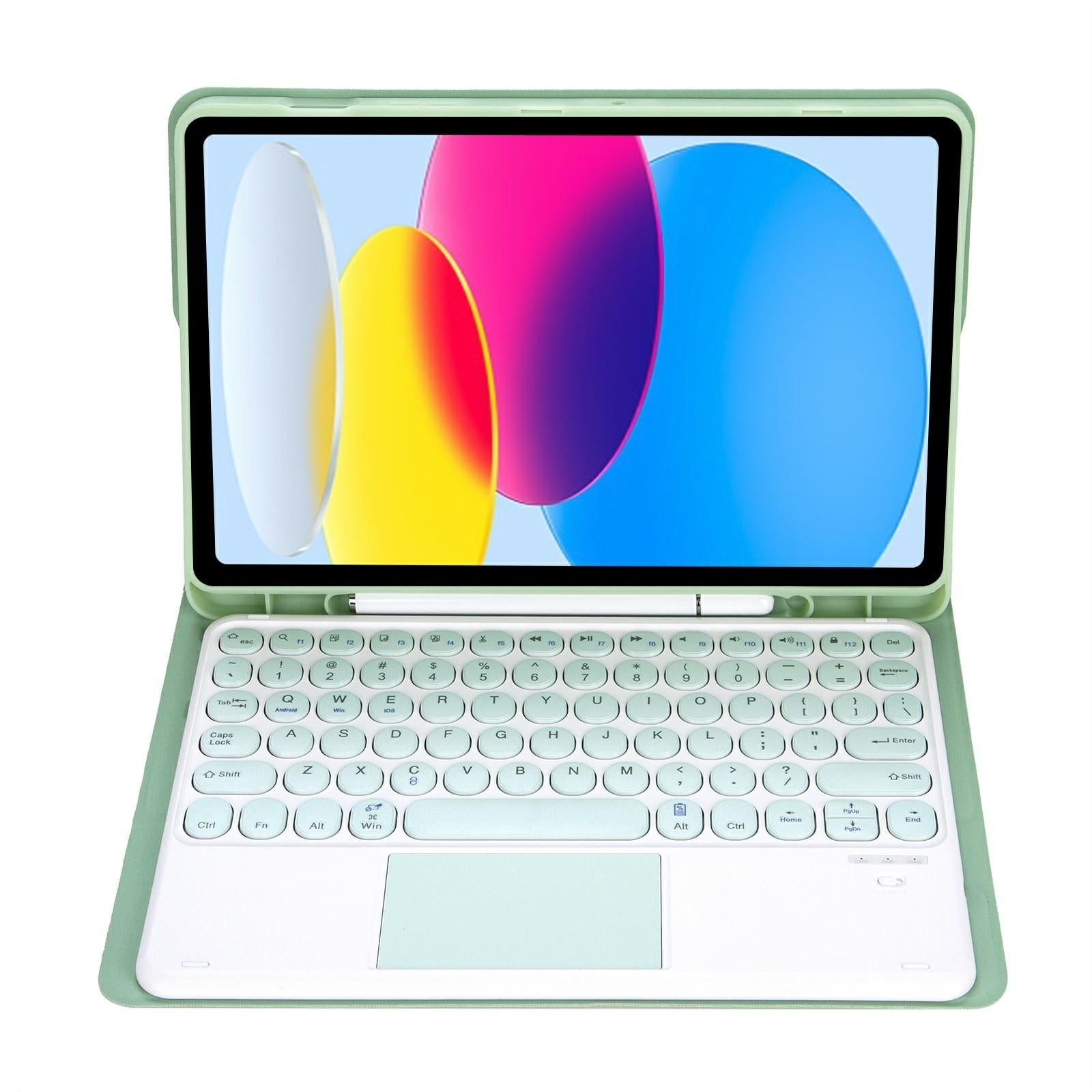 2022 Ipad 10.9 Lambskin Bluetooth Keyboard Case With Pen Slot - Baby Blue 15