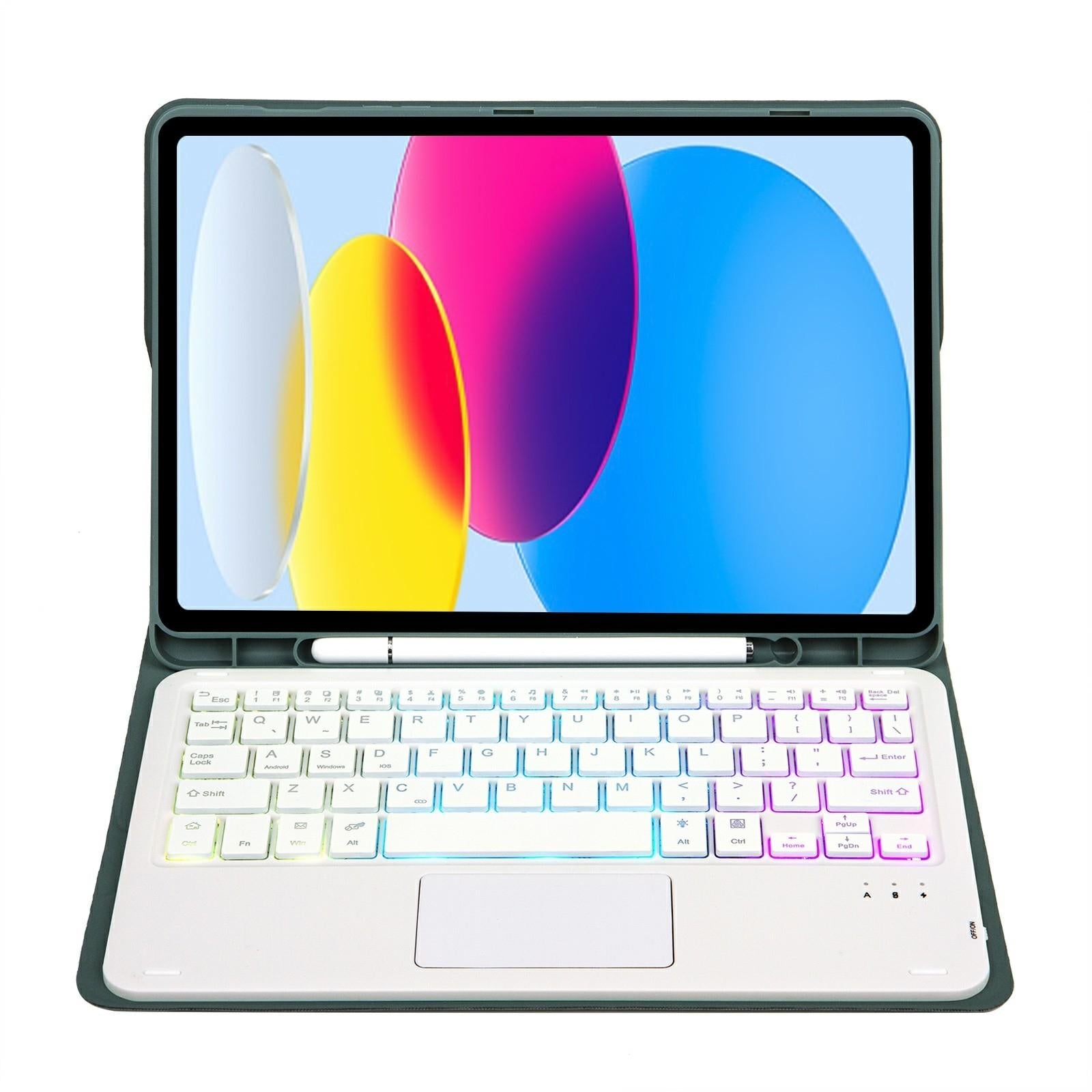 2022 Ipad 10.9 Lambskin Keyboard Case With Backlight & Pen Slot - Baby Blue 6