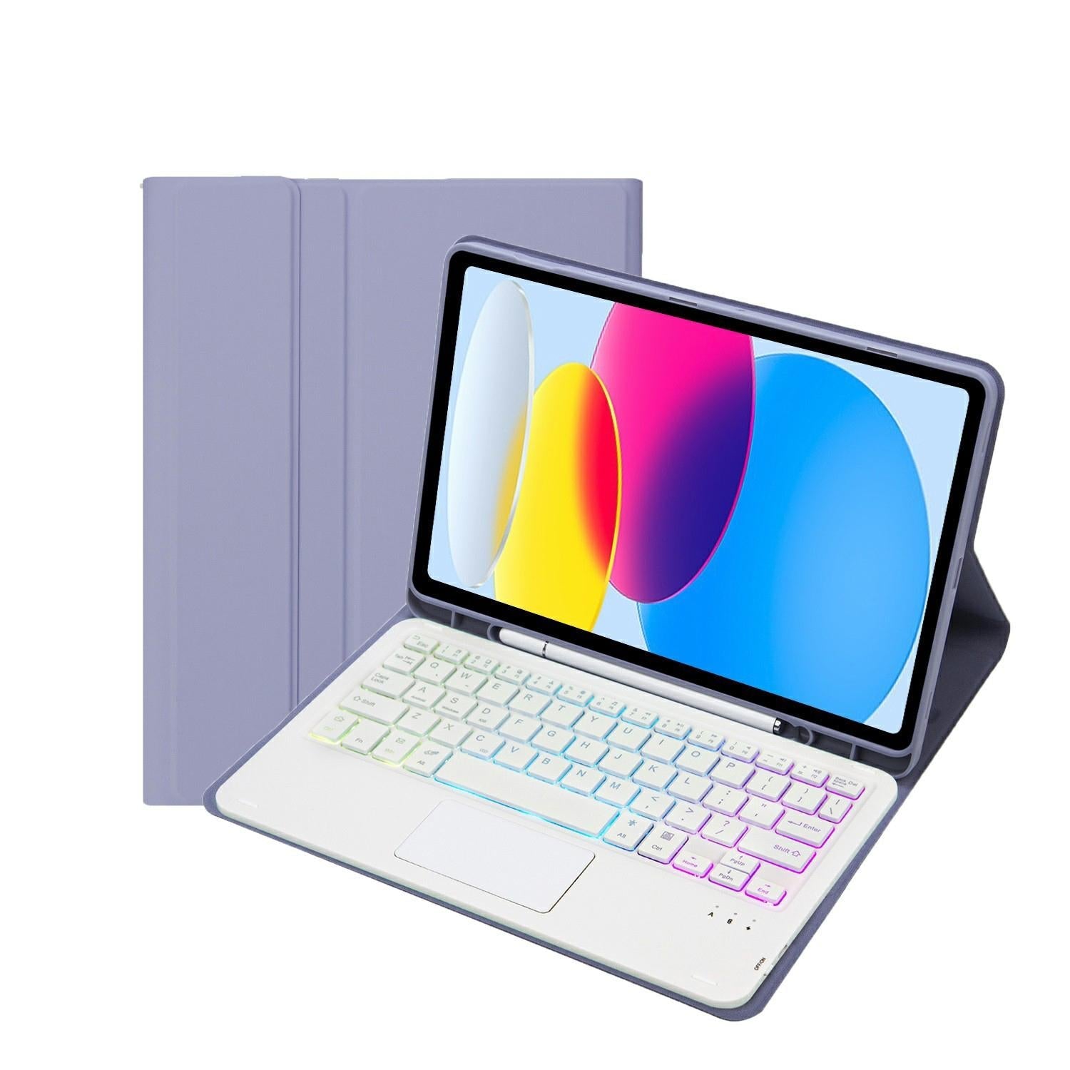 2022 Ipad 10.9 Lambskin Keyboard Case With Backlight & Pen Slot - Baby Blue 9
