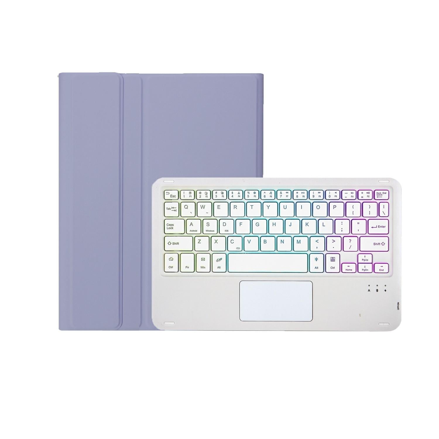 2022 Ipad 10.9 Lambskin Keyboard Case With Backlight & Pen Slot - Baby Blue 12