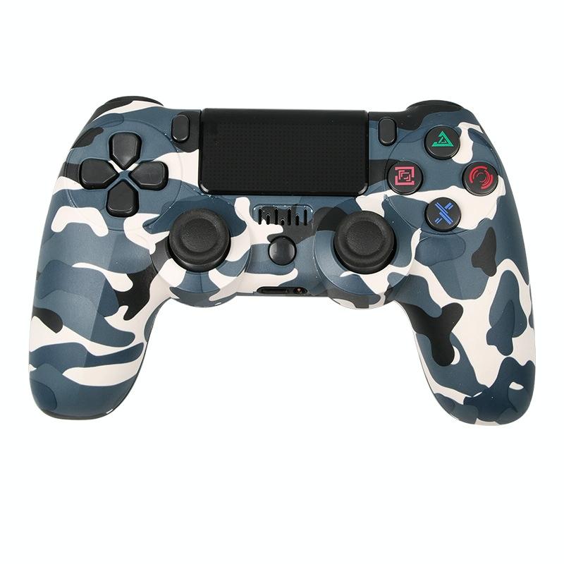 Wireless Bluetooth Game Controller for Ps4 with Dual Vibration and Light Strip - Camouflage Blue 1