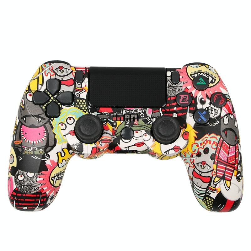 Wireless Bluetooth Game Controller for Ps4 with Dual Vibration and Light Strip - Camouflage Blue 14