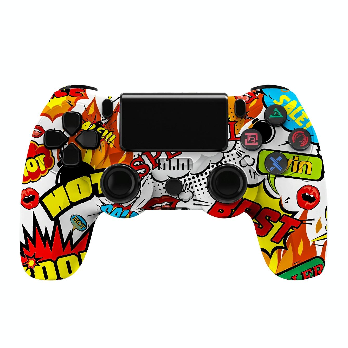 Wireless Bluetooth Game Controller for Ps4 with Dual Vibration and Light Strip - Camouflage Blue 15