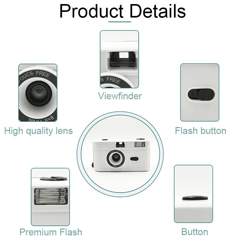 Retro Manual Reusable Film Camera for Kids - no Film - White 5