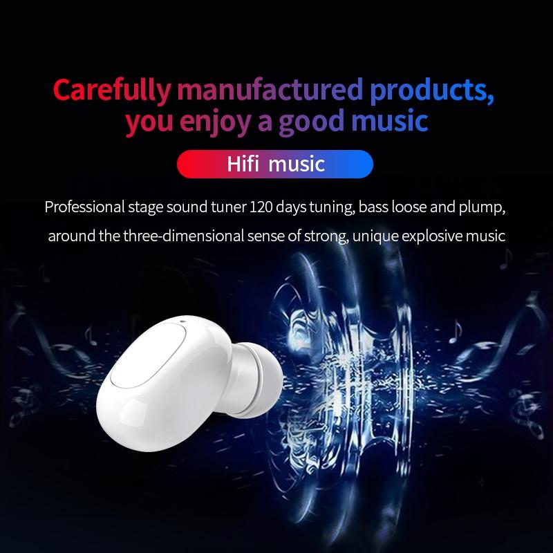 Wireless Bluetooth Earphones - Space Capsule Shape with Magnetic Charging Box & Lanyard - White 6
