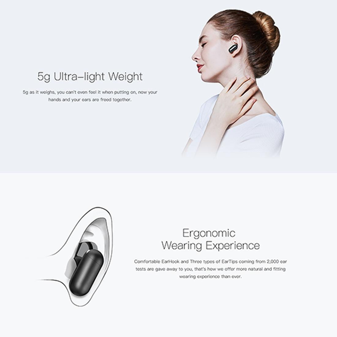 Q12 Mini Wireless Bluetooth Earphones with Mic - Ultra-light - White