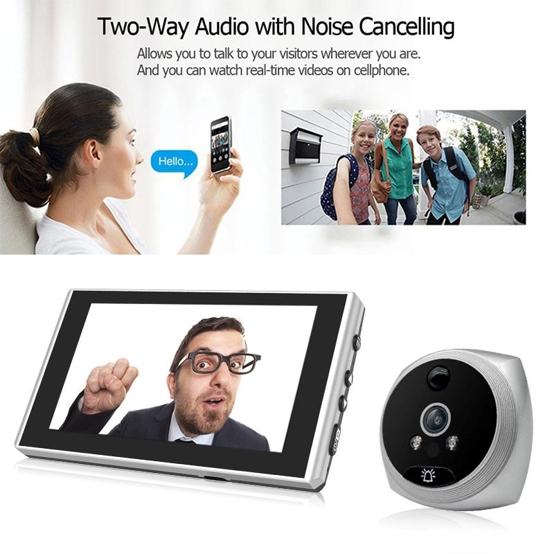 Smart Cat Eye Video Doorbell With 4.5 1080P Hd Screen Night Vision & Motion Detection - White 5