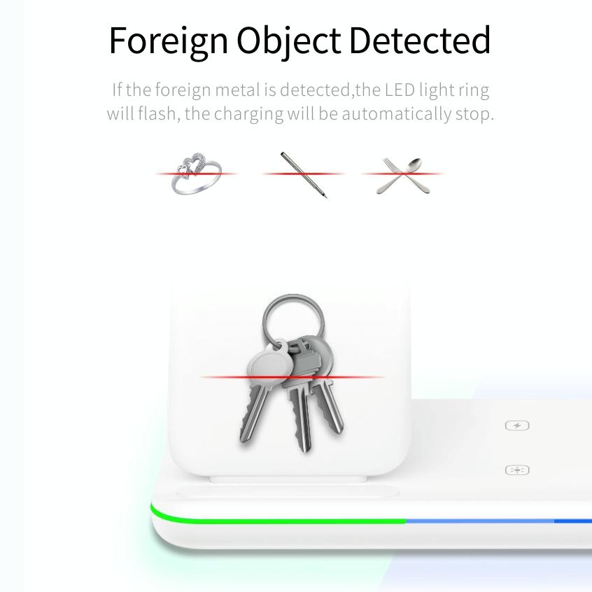 3 In 1 Magnetic Wireless Charger With Touch Ring Light - White 9