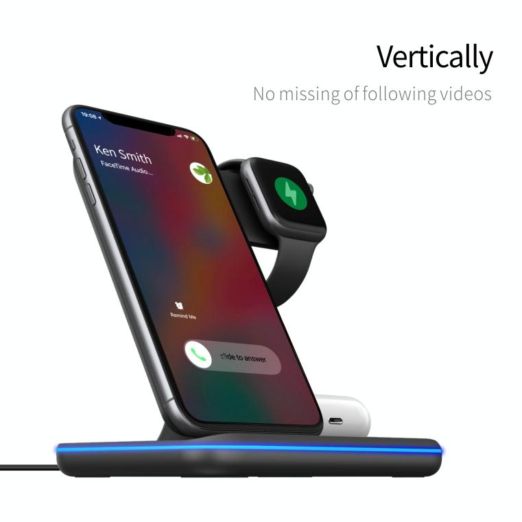 3 In 1 Magnetic Wireless Charger With Touch Ring Light - White 15