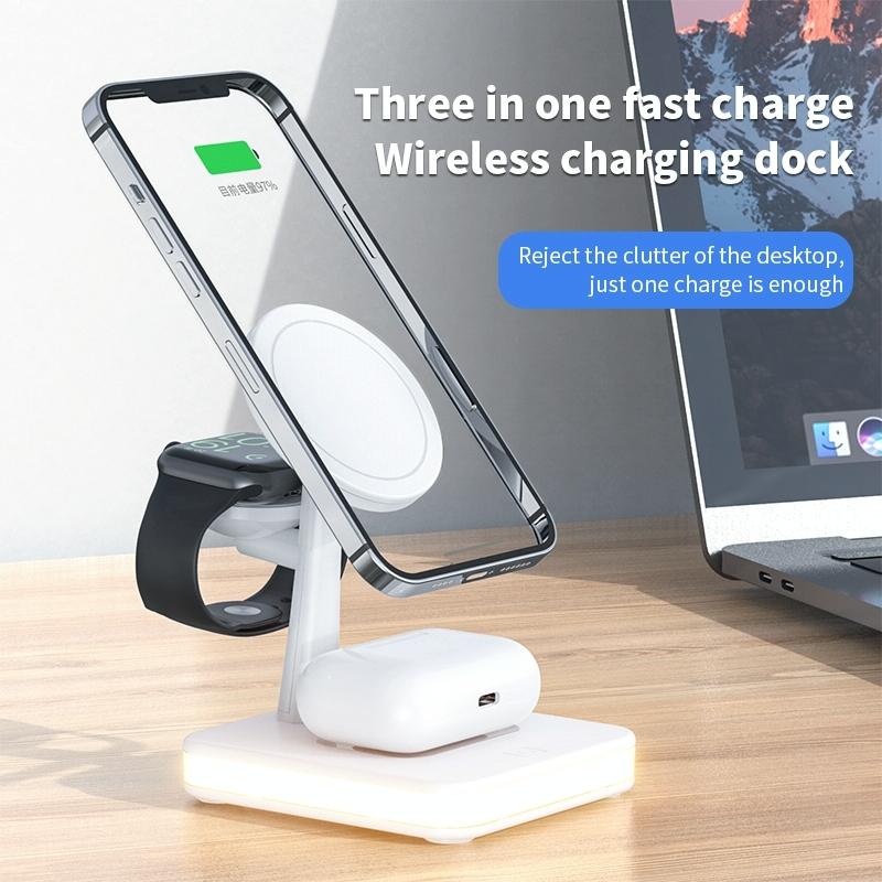 15W Wireless Fast Charger With 360° Rotating Holder - White 7