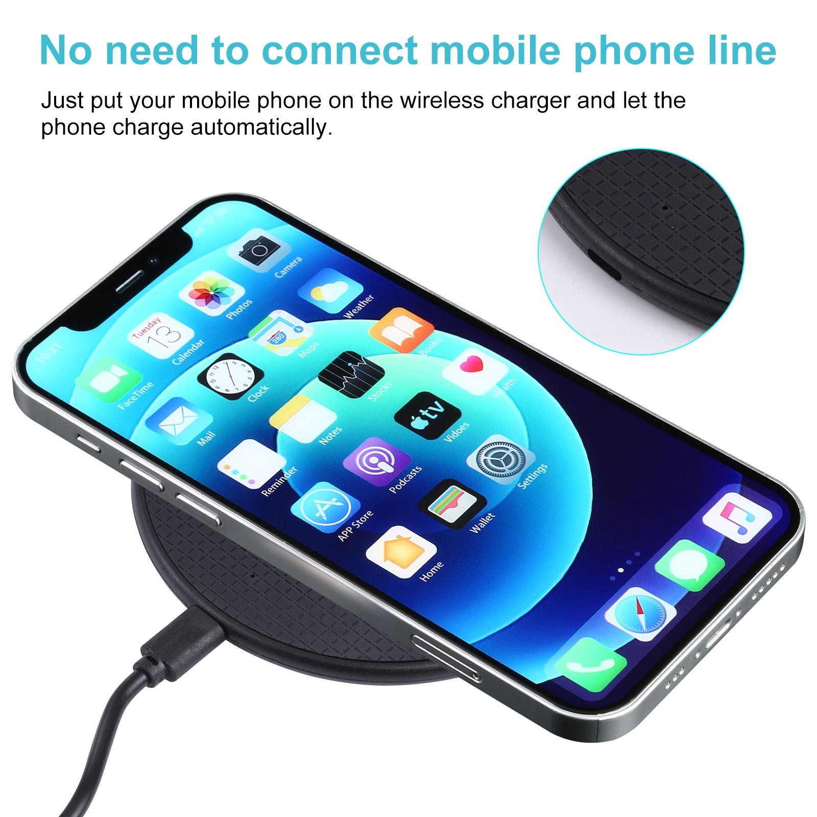 10W Plaid Pattern Round Wireless Charger - White 7