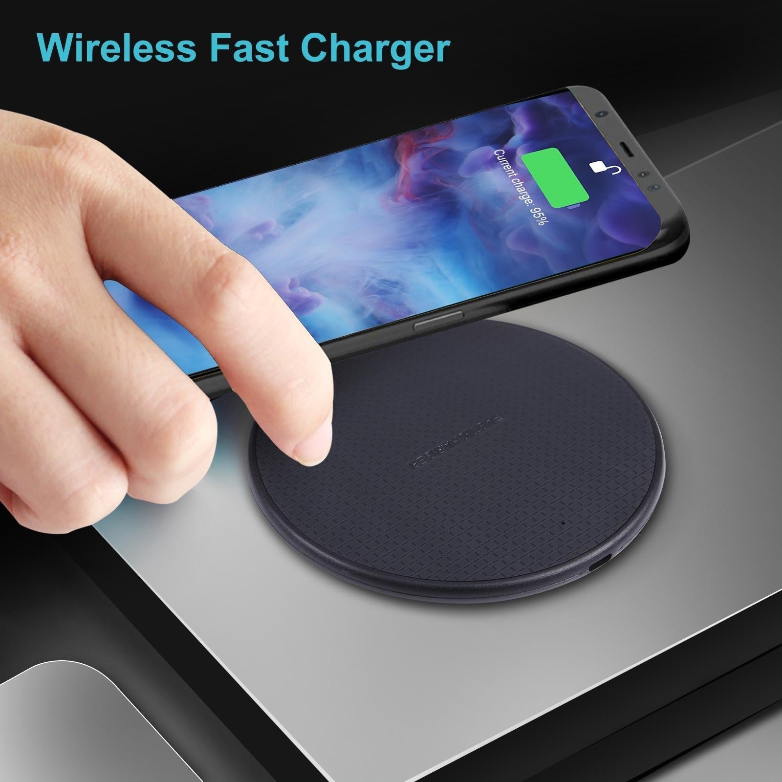 10W Plaid Pattern Round Wireless Charger - White 8