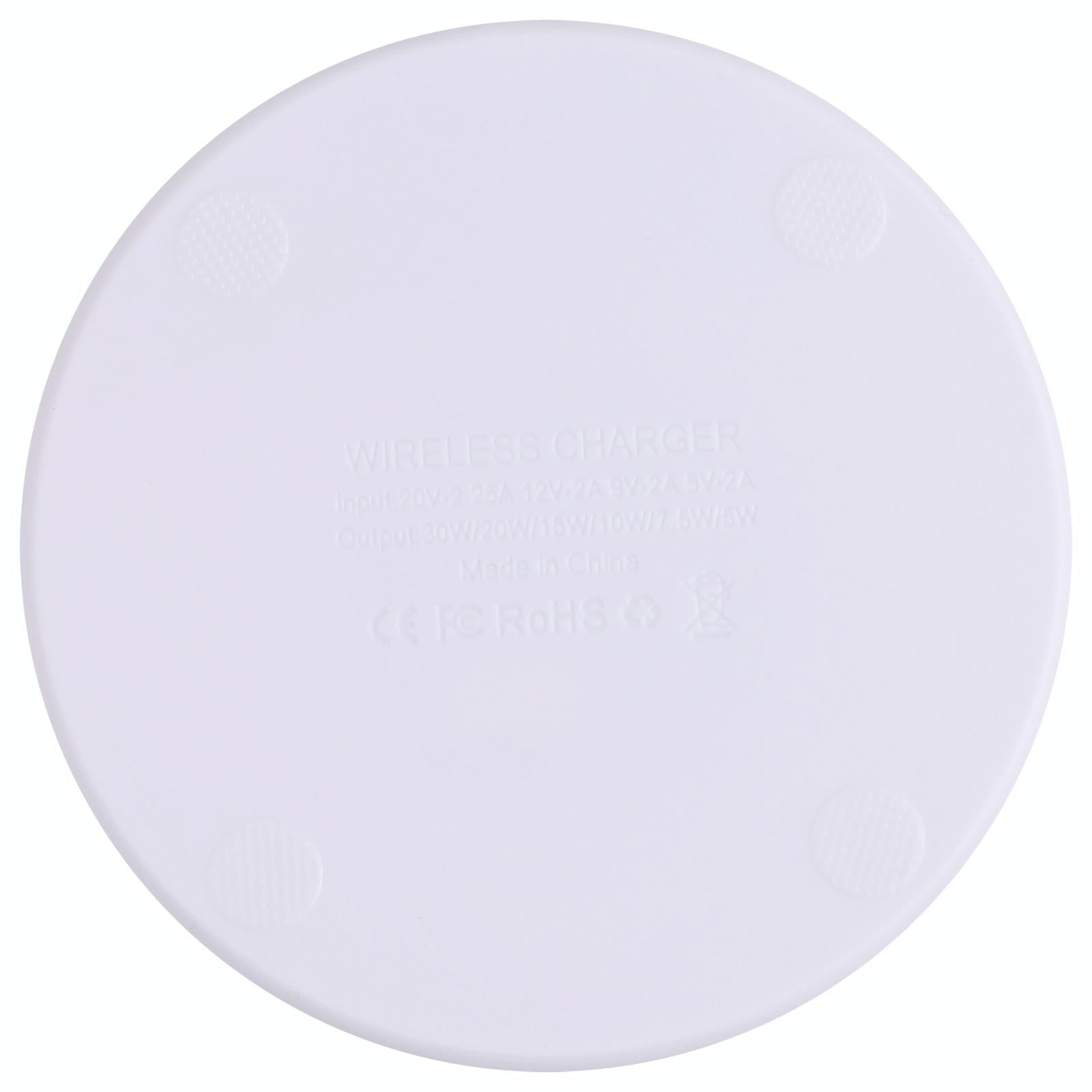 10W Plaid Pattern Round Wireless Charger - White 10