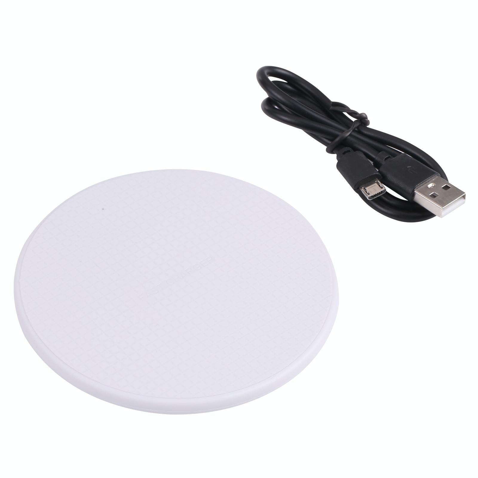 10W Plaid Pattern Round Wireless Charger - White 11