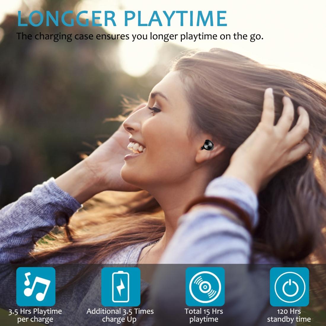 Bluetooth 5.0 Earphones with Magnetic Charging Box - Wireless - White 7