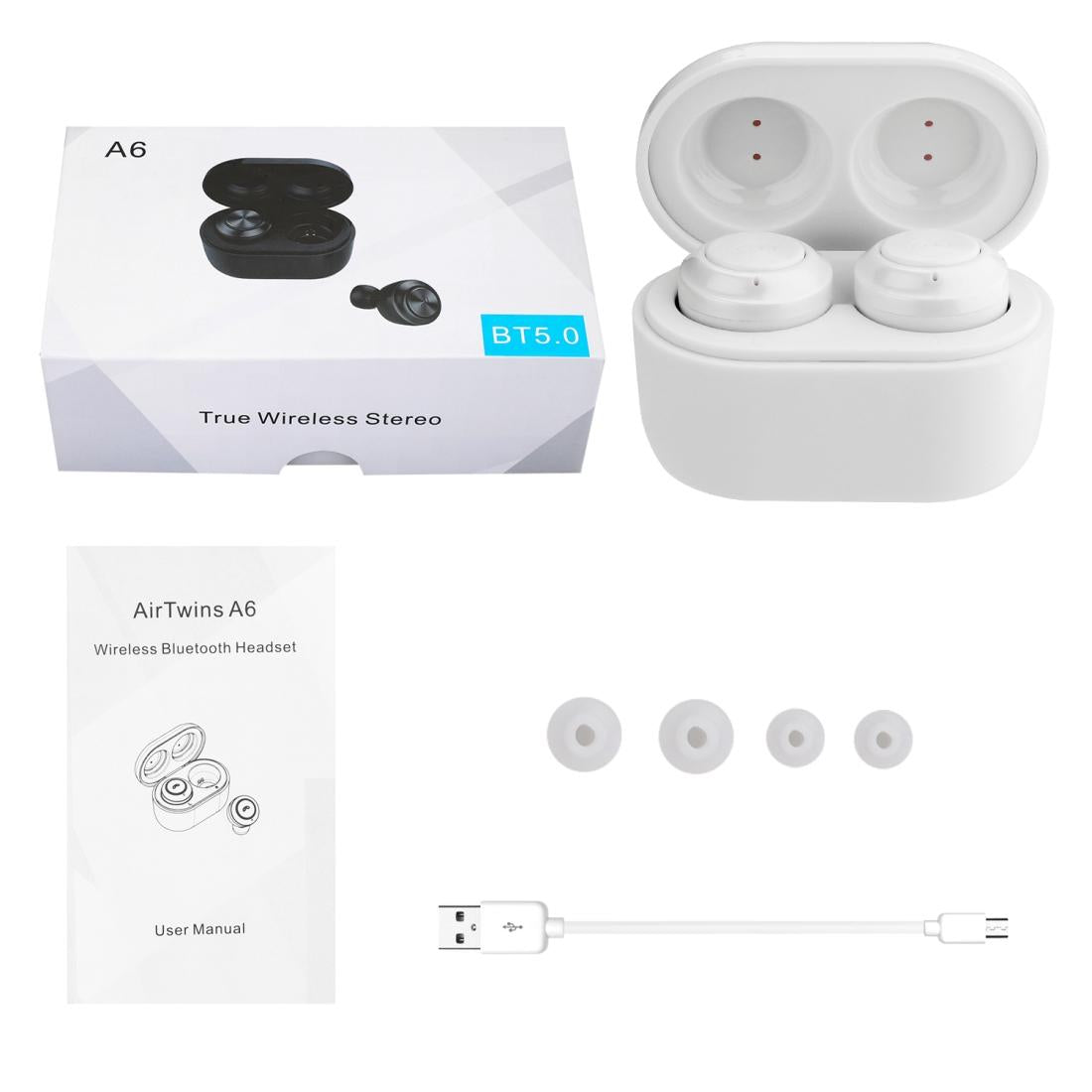 Bluetooth 5.0 Earphones with Magnetic Charging Box - Wireless - White 15