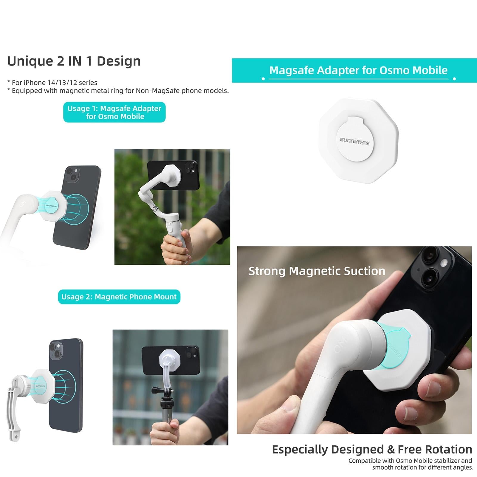 Phone Holder for Dji Om6 / 5 / 4 / 4 Se with Zj561 Magsafe Adapter 4