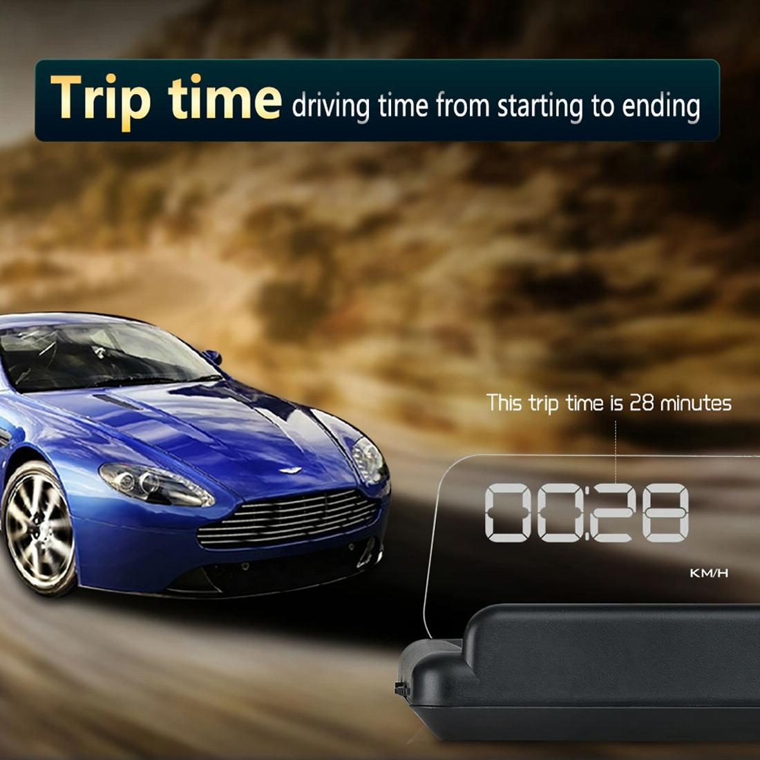 Virtual Hd Reflection Board Car Gps Hud Speed & Distance Display Over / Under Speed & Voltage Alarm Fatigue Driving - White 11
