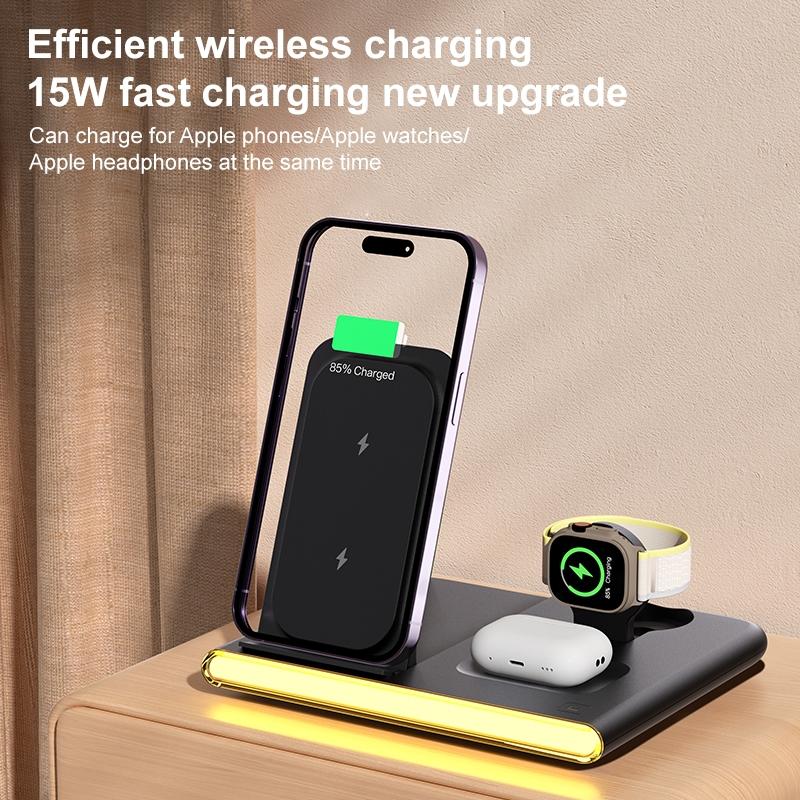 Foldable 15W Magnetic Wireless Charger With Ambient Light - White 5