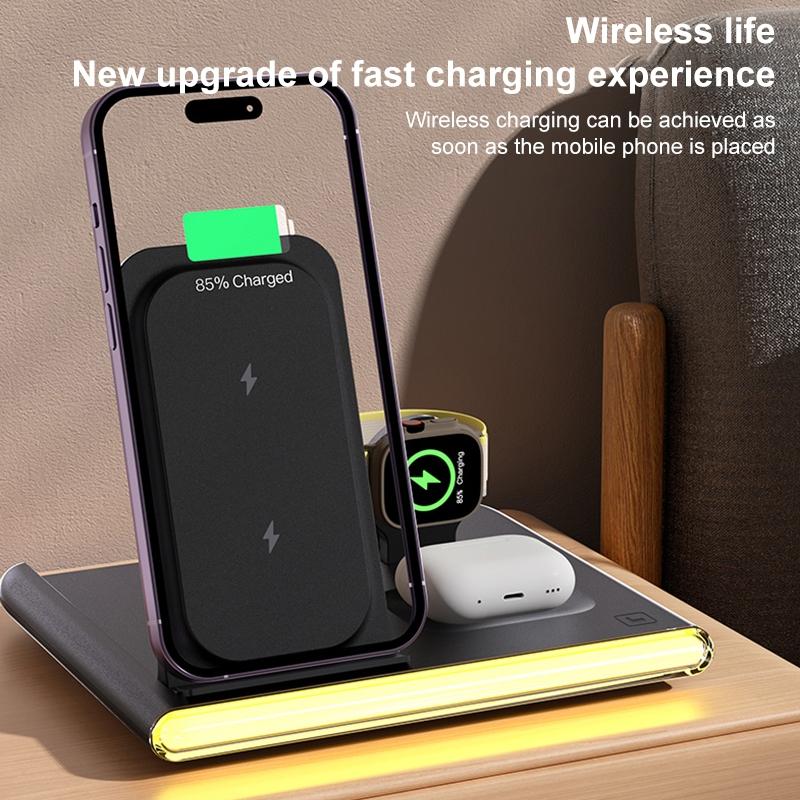 Foldable 15W Magnetic Wireless Charger With Ambient Light - White 6