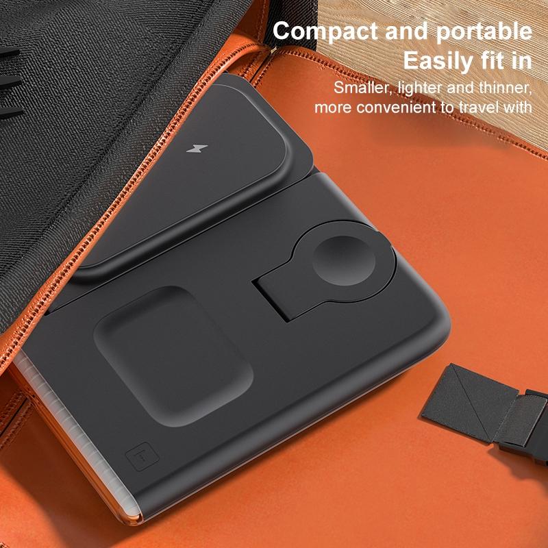 Foldable 15W Magnetic Wireless Charger With Ambient Light - White 9