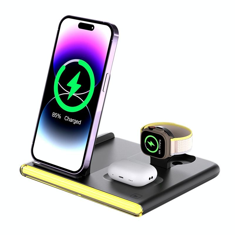 Foldable 15W Magnetic Wireless Charger With Ambient Light - White 13