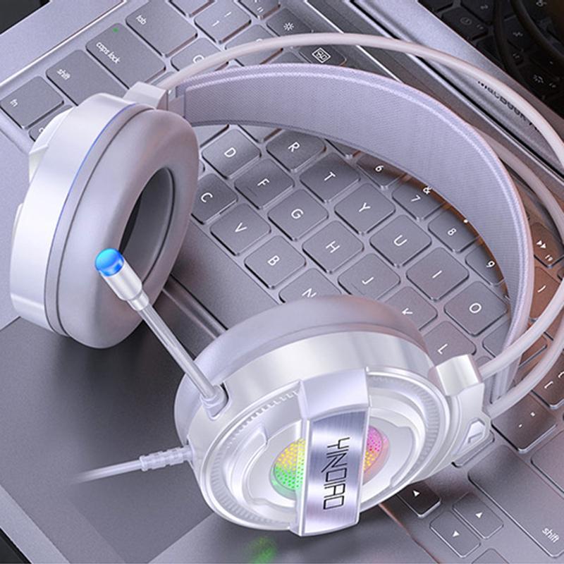 Usb Wired Gaming Headset With Mic & Rgb Light 1.67M Cable White 3