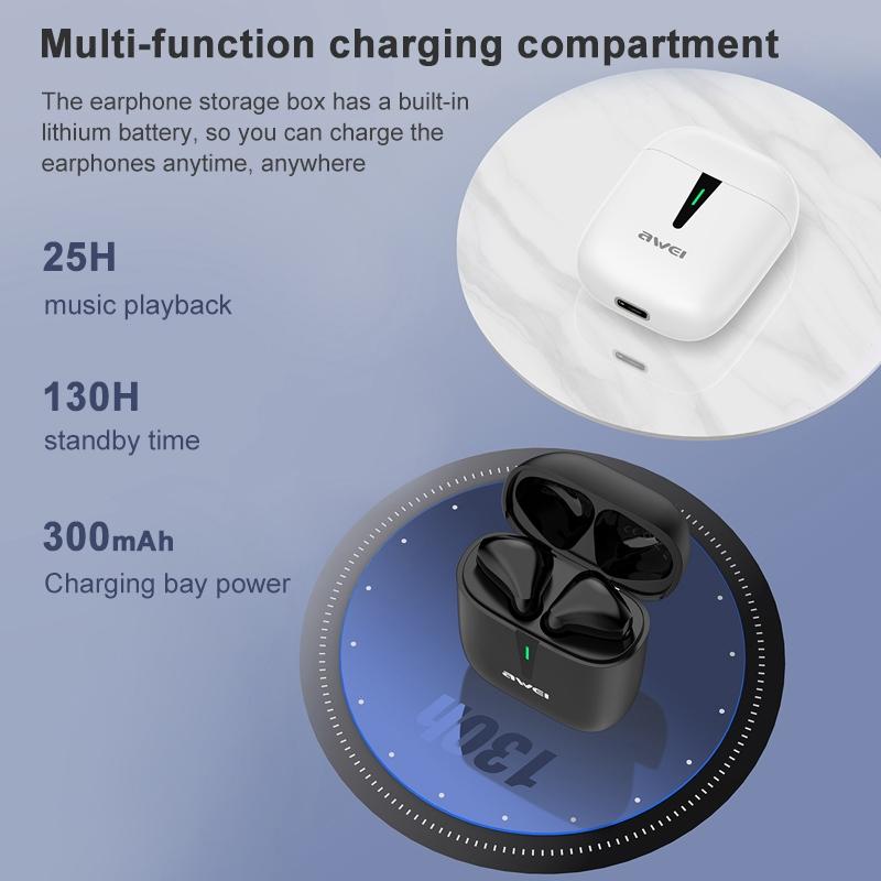 Wireless T21 Sports Tws Headset with Charging Case - White 10