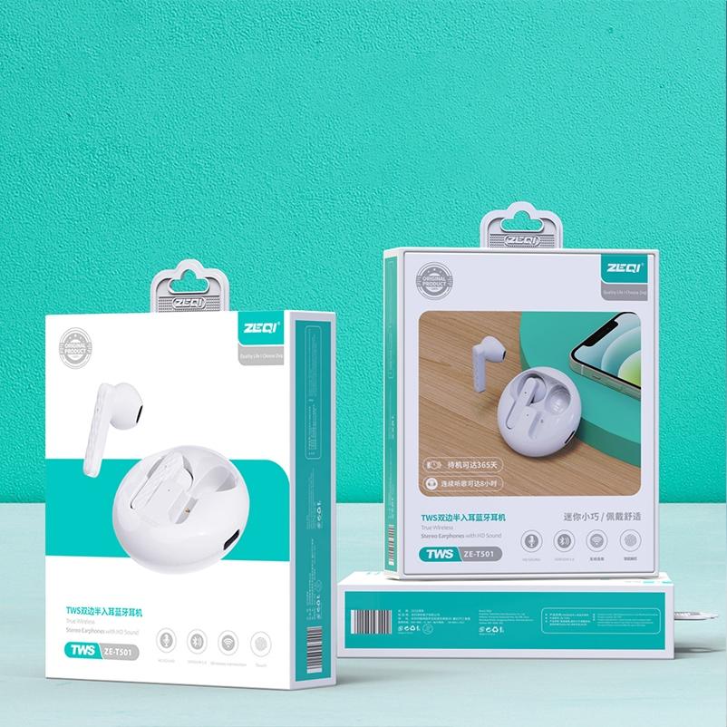 Zeqi T501 Touch Wireless Earbuds - Mini Bluetooth True Support - White 5