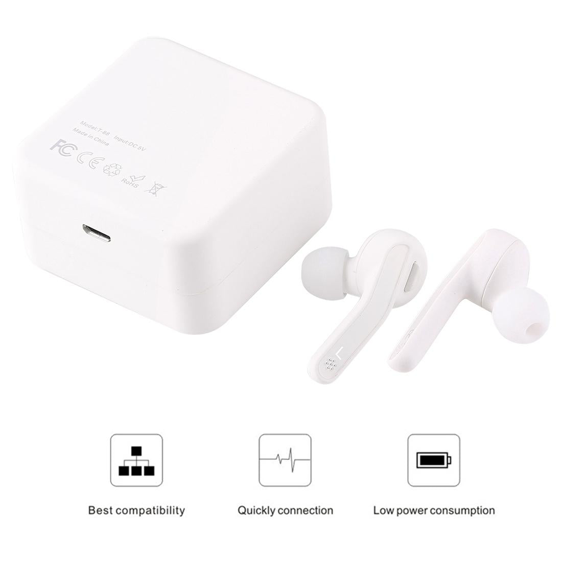 Wireless Stereo Earphones with Magnetic Charging Box - T-88 11