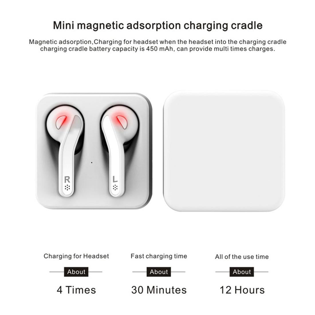 Wireless Stereo Earphones with Magnetic Charging Box - T-88 15