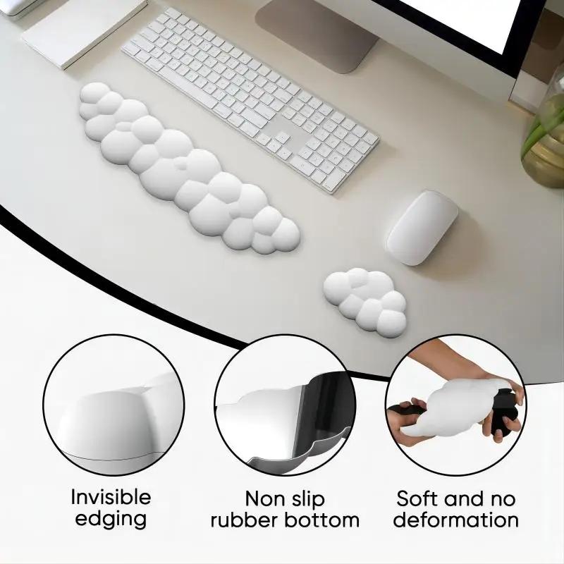 Memory Foam Keyboard Wrist Rest For Office Desktop - White 4