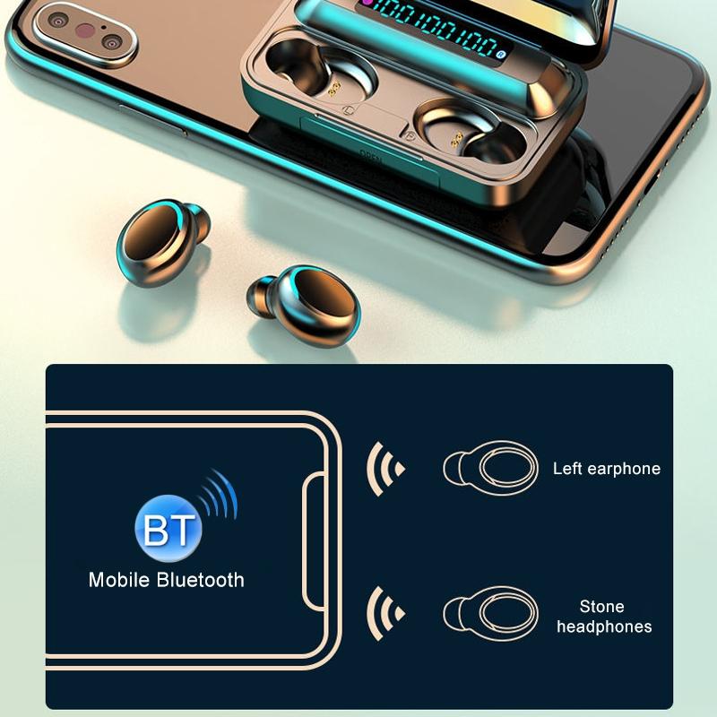 Bluetooth Earphone with Noise Reduction & Breathing Light Hand Strap - White 11