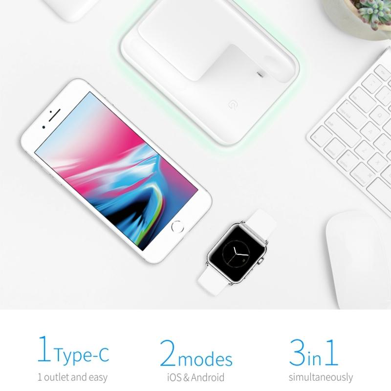 3 In 1 Magnetic Wireless Charger With Touch Ring Light - White 5