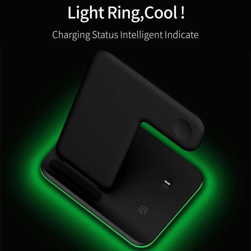 3 In 1 Magnetic Wireless Charger With Touch Ring Light - White 6