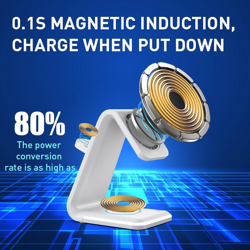 3 In 1 Magnetic Wireless Vertical Charger - White 8